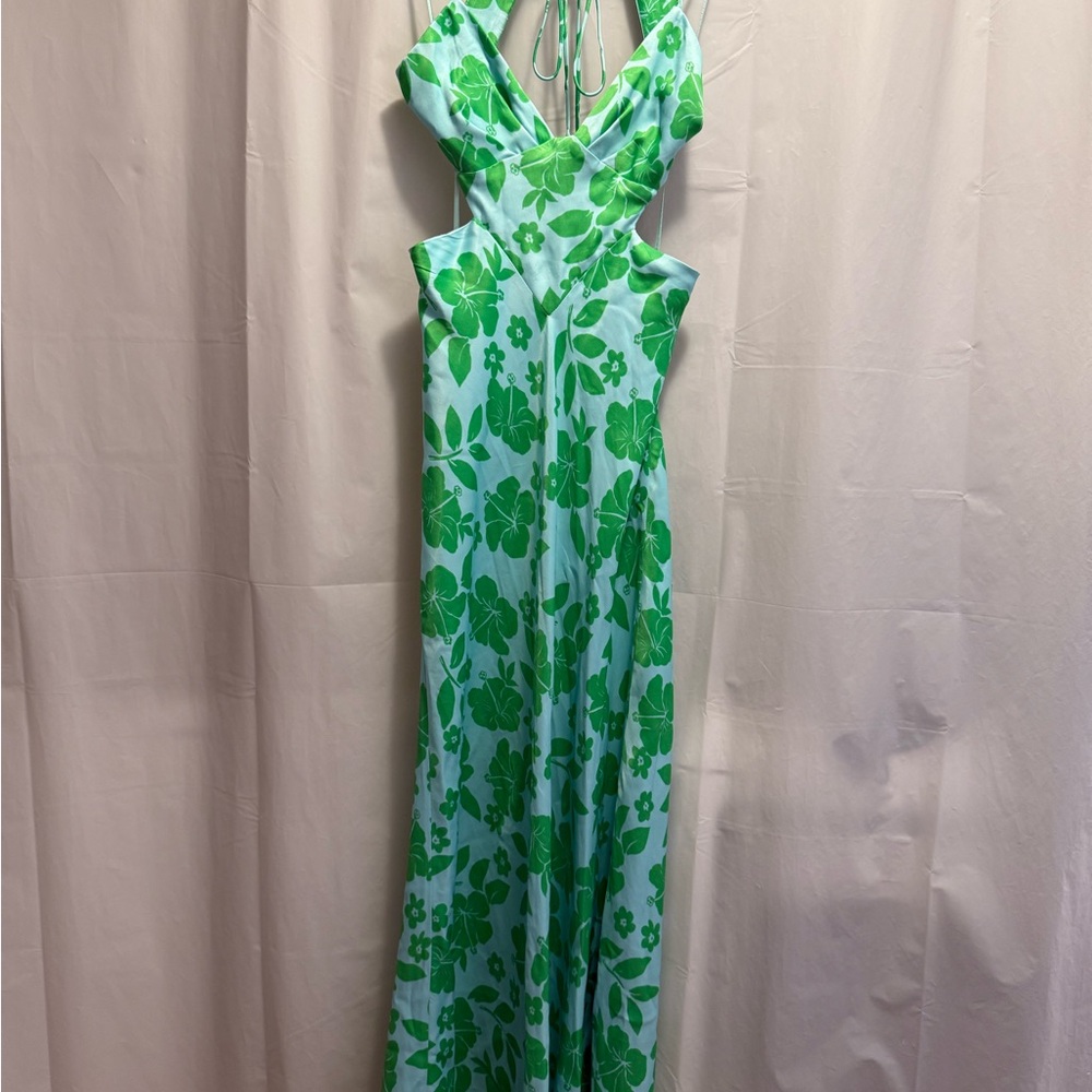 Zara Green Floral Backless Dress